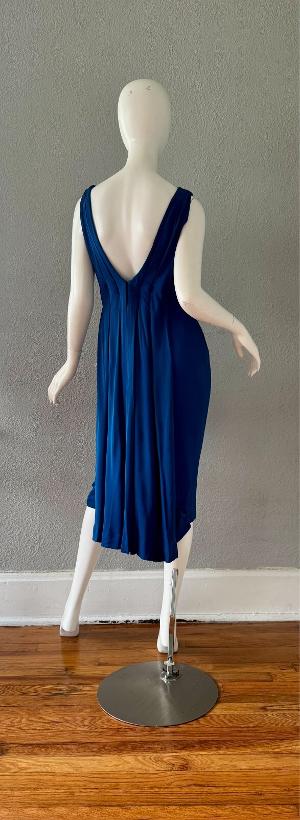 Vintage 50s 60s Blue Glam CEIL CHAPMAN Cocktail Designer Dress XS