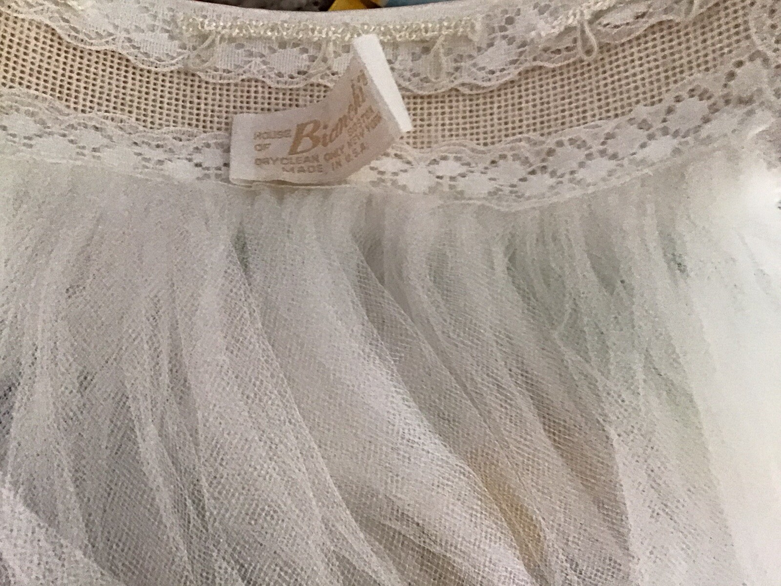 House of Bianchi Finger Tip Length Beaded Headband Double Layer Veil