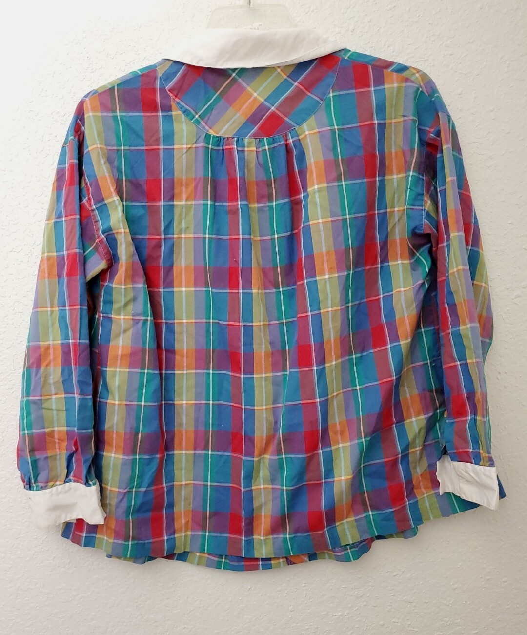 Vintage Halmode Button-Up Shirt Plaid Colorful Size 8 Cotton Blend Machine Wash