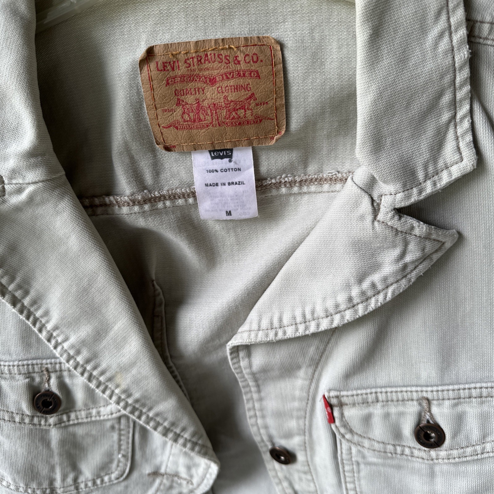 VTG Y2K Levi Strauss & Co Tan Colored Cropped Denim Blazer Jacket