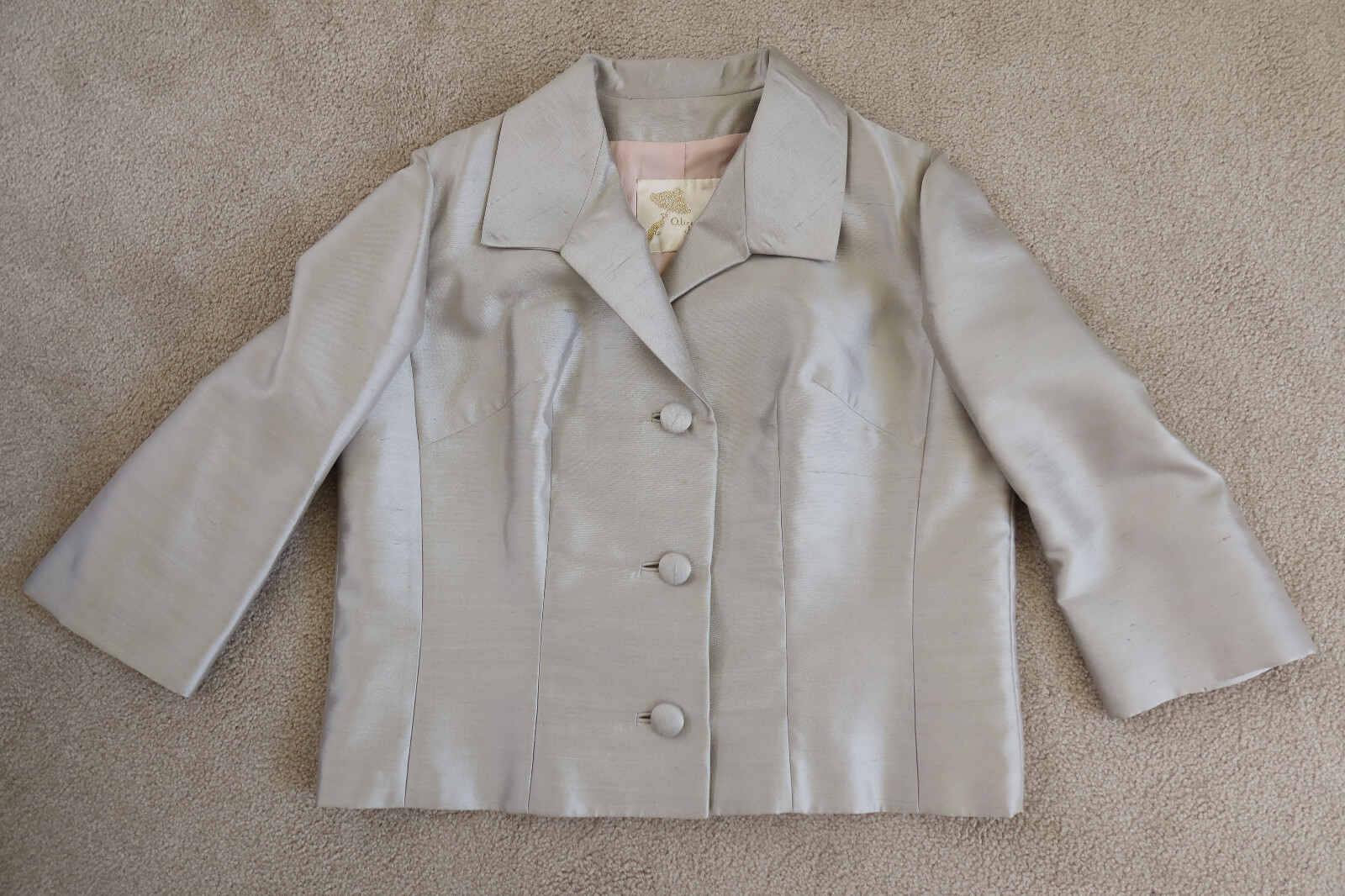Vintage 1960s Silver Sheen Gino Rossi Cocktail Evening Jacket – Size L/XL