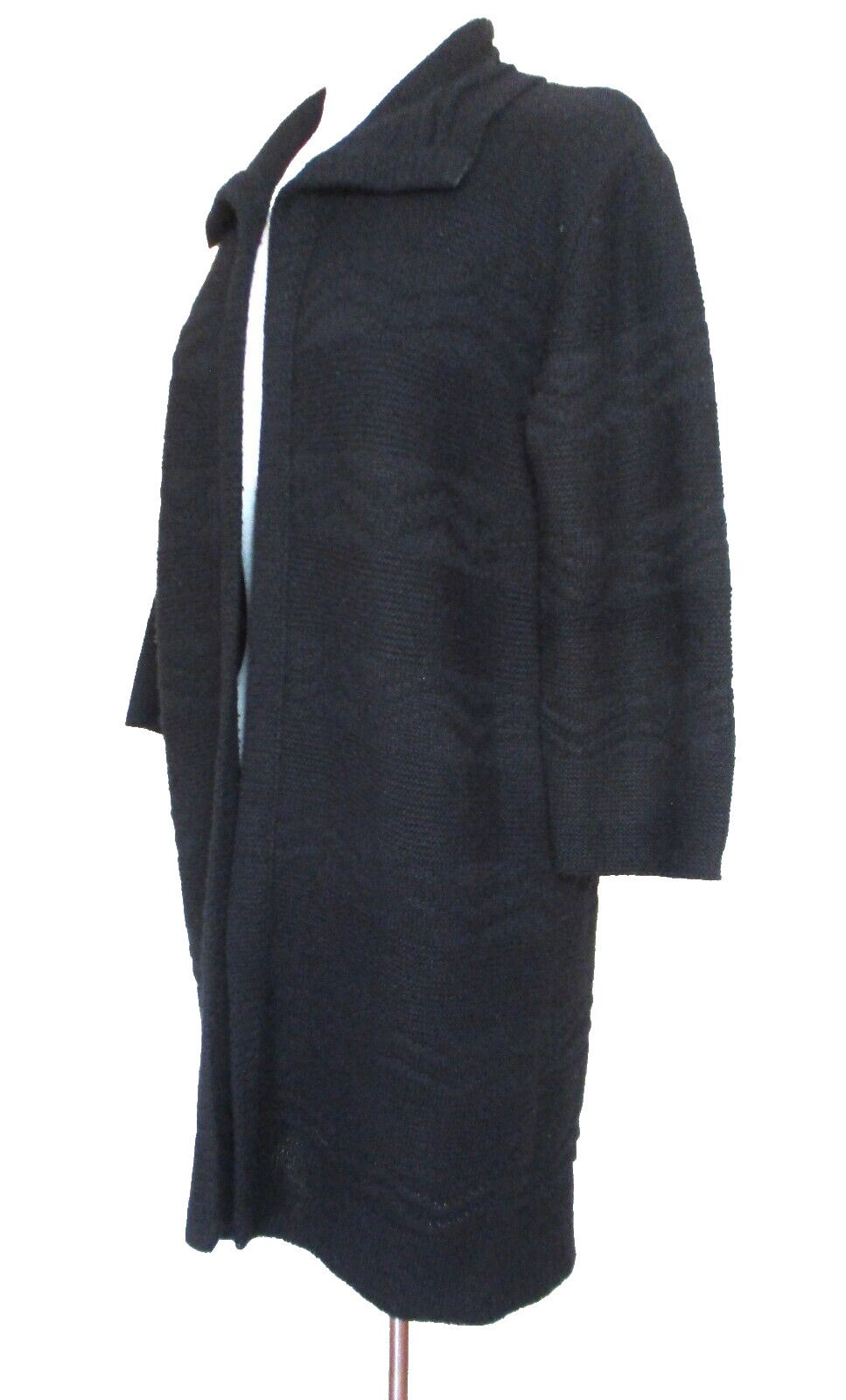 Vintage Milrank Cardigan Sweater Coat M Women Black Textured Knit Open Front