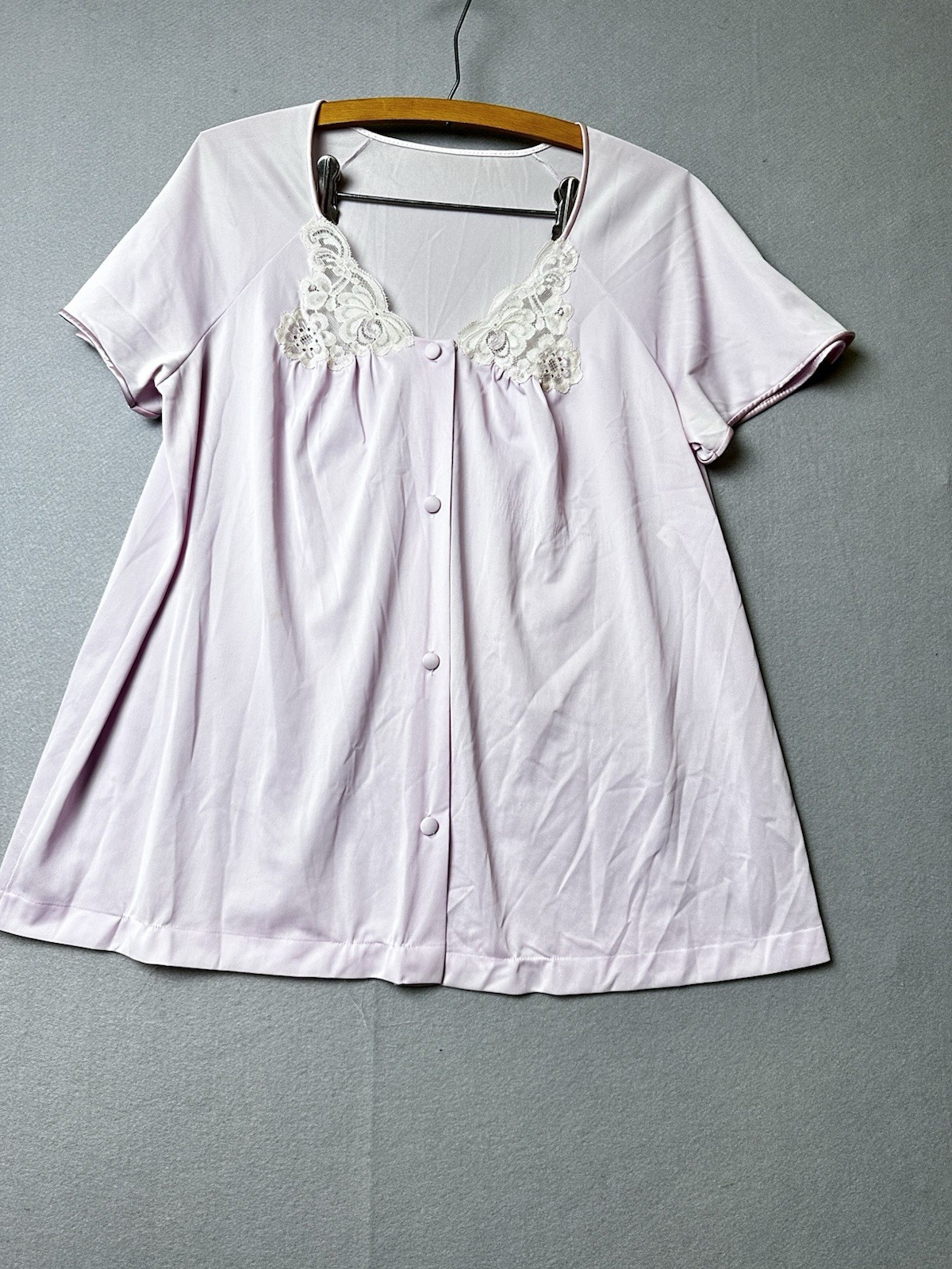 Vintage Vanity Fair Pink Nylon PJ Set 36 Lace Trim 2 Pc Lounge Sleepwear