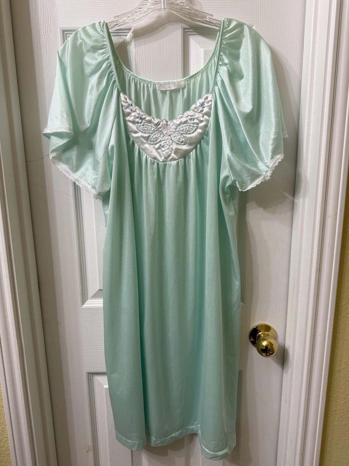 Vintage Komar Nightgown Pale Green Nylon Medium USA