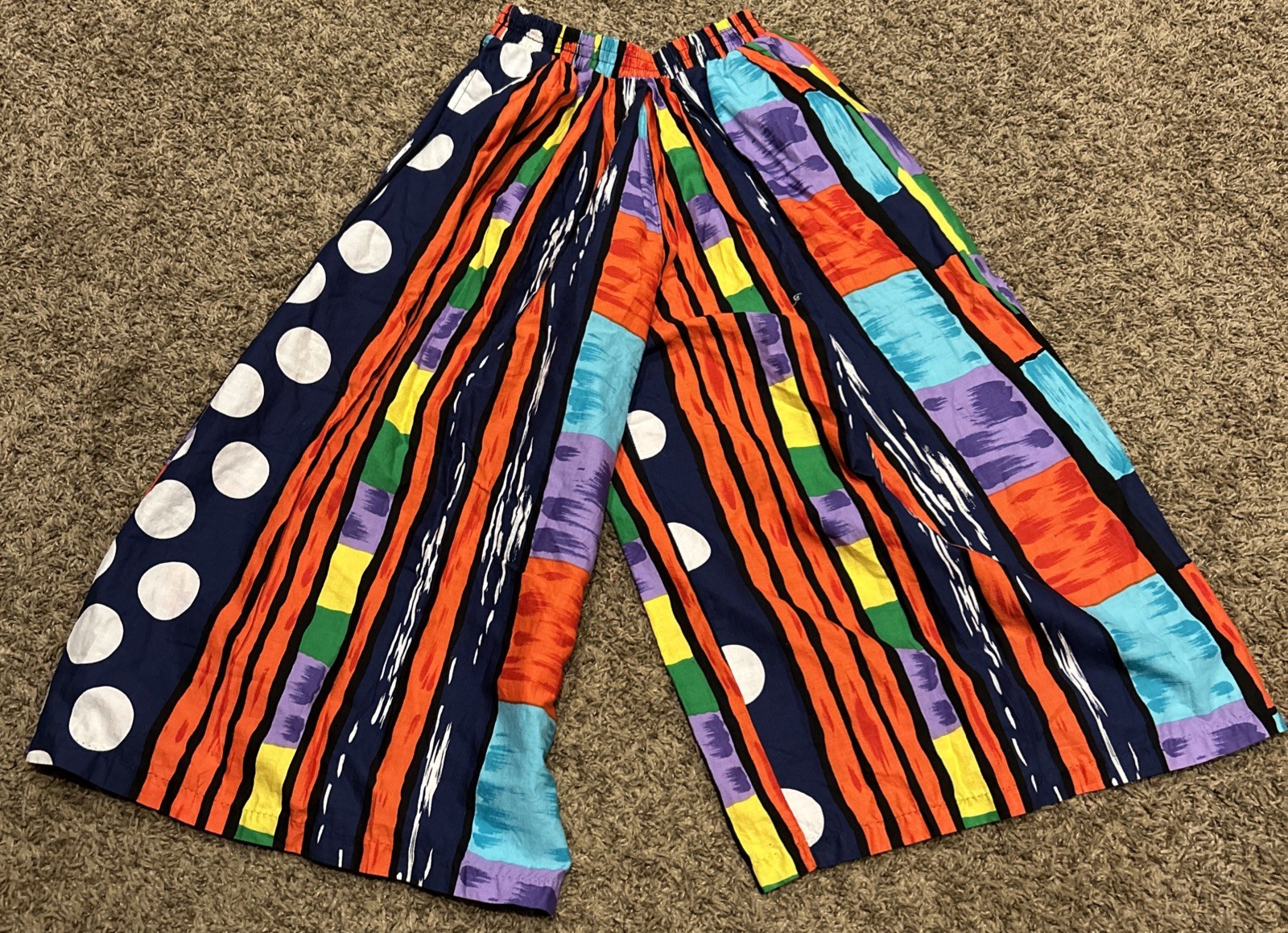 Vintage 80s Bonnie and Bill by Holly Gaucho Pants PS Red Blue Striped B2