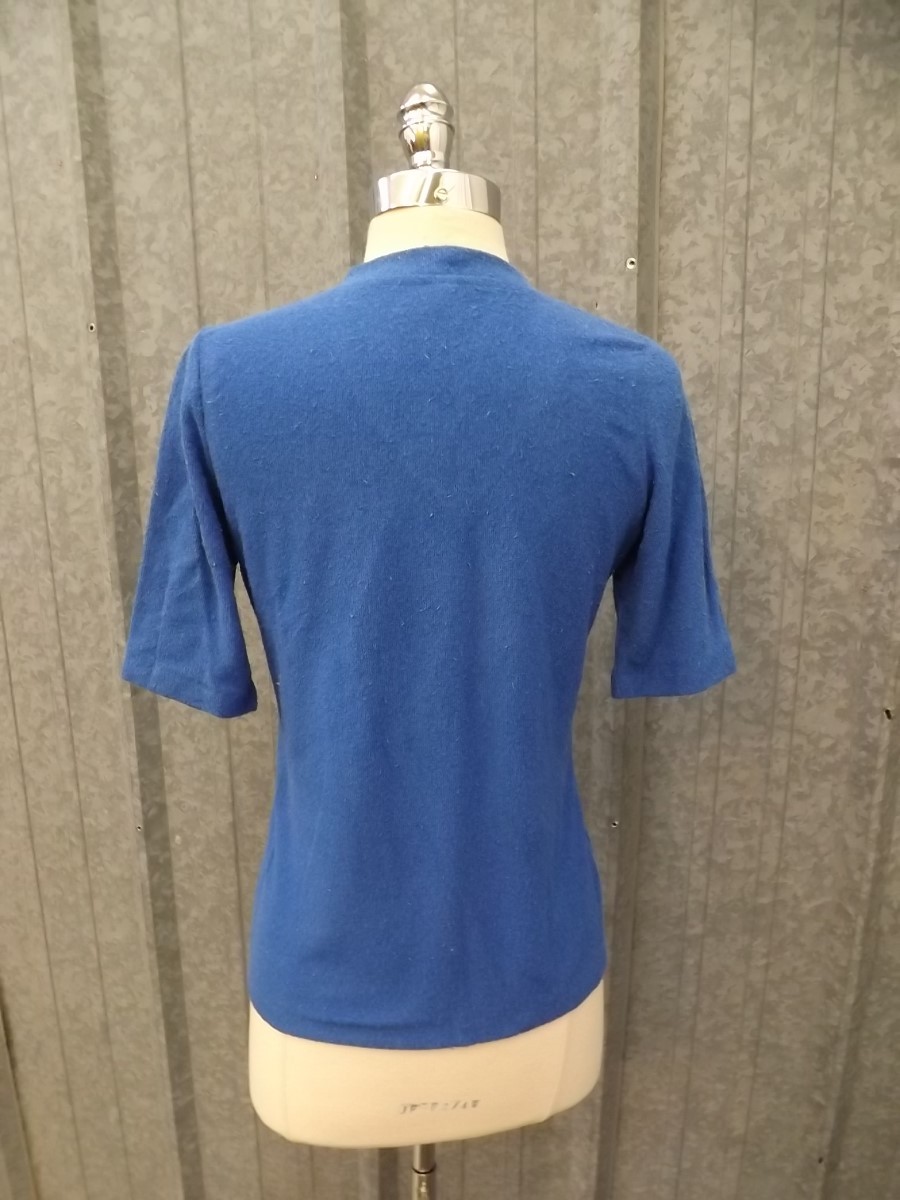 Vtg 70s NEW NWOT Summer Sporty Casual Blue Worn Look Terry Cloth V Neck Top S/M
