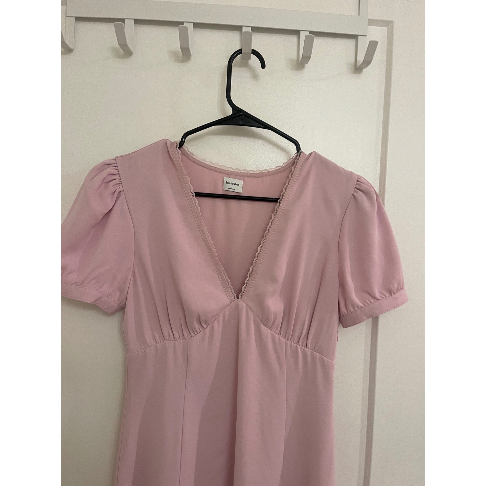 Aritzia Sunday Best Coquette Pink Mini Dress V Neck Old Money