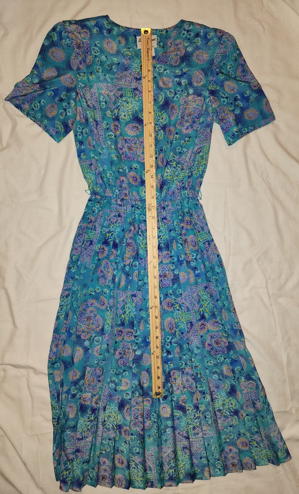 VTG Lady Carol Petites Of New York Pleated Floral Office Dress With Belt Size 8