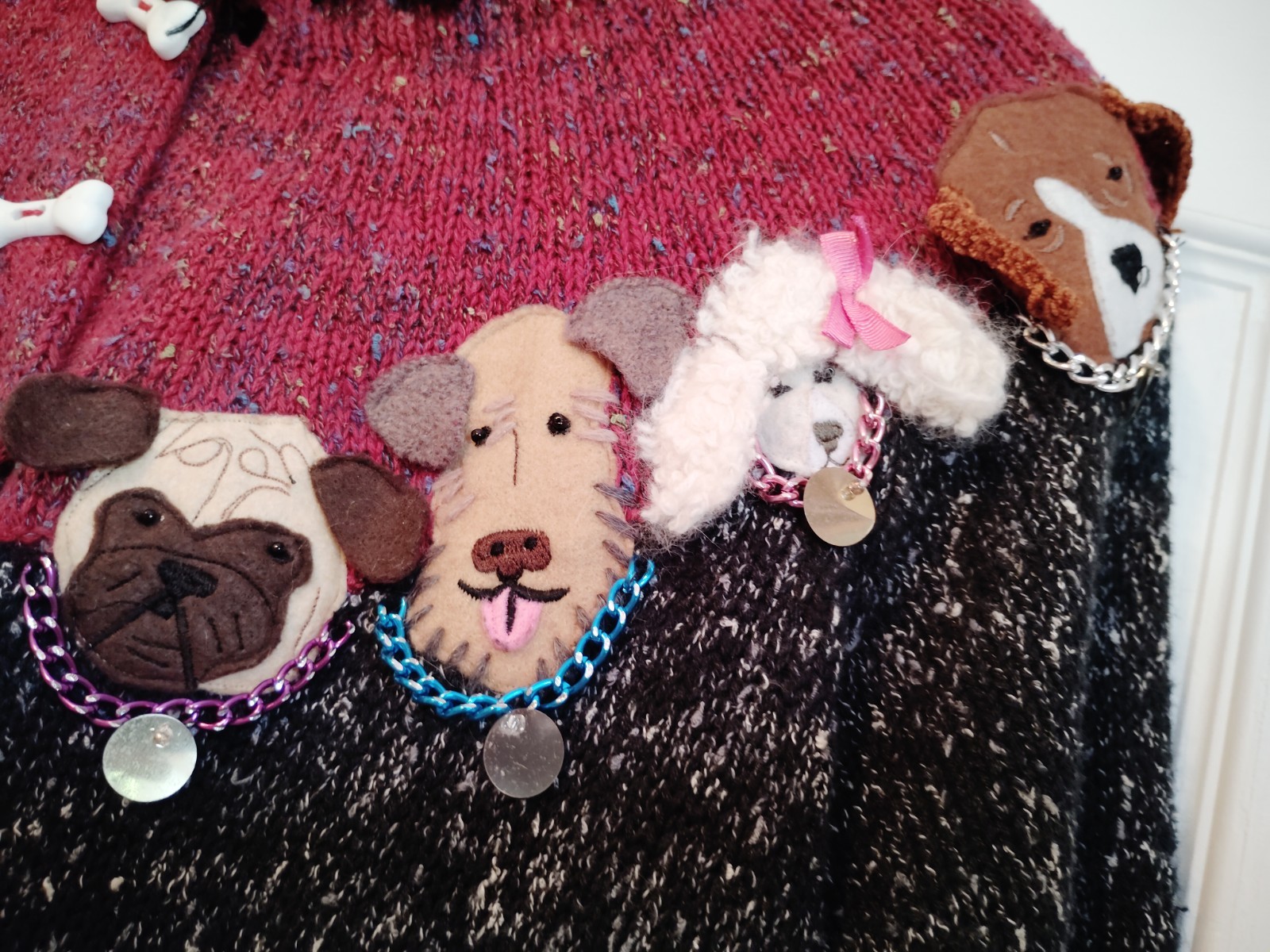 VTG Design Options Philip & Jane Gordon dog lovers sweater cardigan cotton+ L