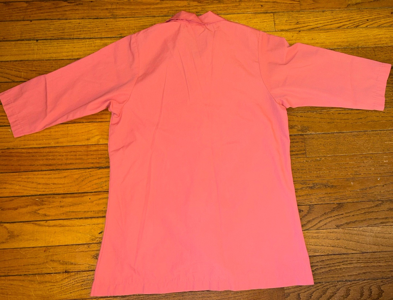 Vintage Candy Striper Volunteer Button Up Smock Fame Size S Pink Salmon Color