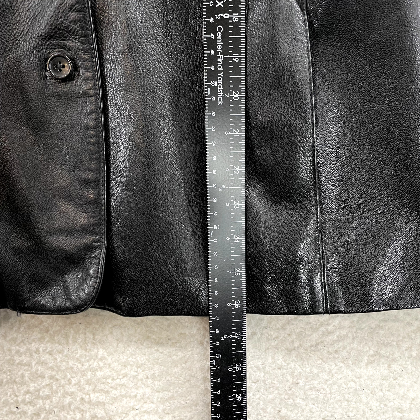 90s Y2K Vintage Black Leather Jacket Large XL 14 Womens Patent Lined Button Up