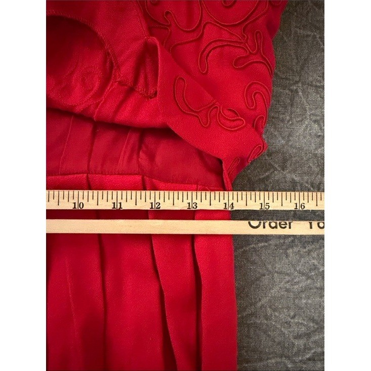 Plaza South Red Beaded Embroidered Vtg Maxi Dress Womens 10 Formal Long Sleeve