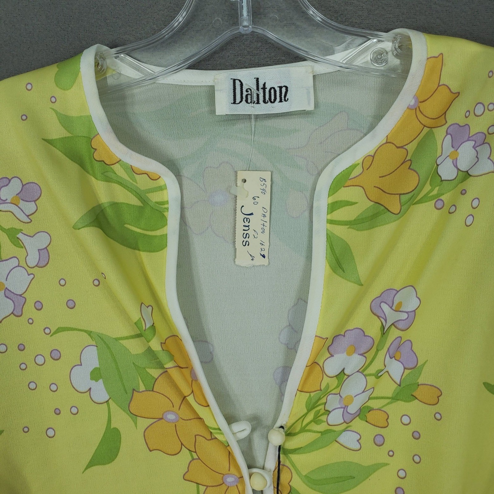 Dalton Floral Tunic Dress Women 14 Yellow Vintage 70s Mod Retro NEW Belted