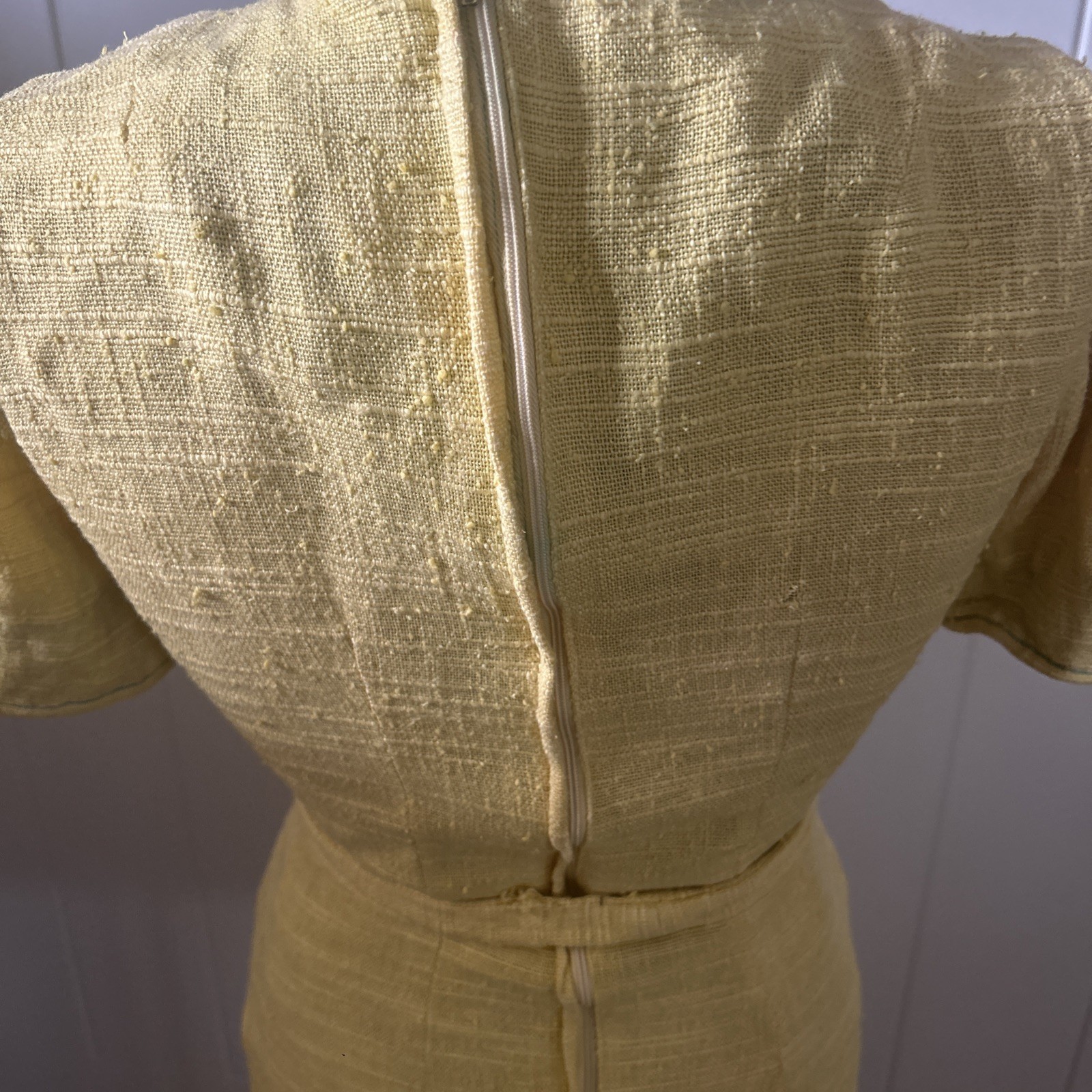 Vintage J. Harlan Originals ModYellow Linen Dress With Cut Out Neckline