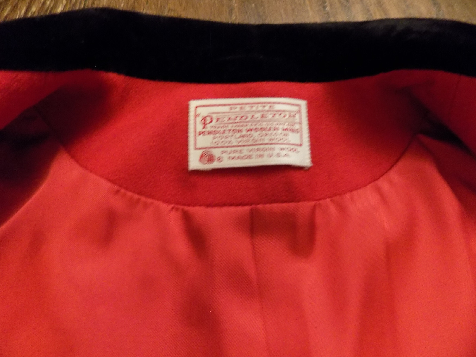 Vtg Riding Jacket Blazer Pendleton Classic Red Black Velvet Collar USA 12 Wool