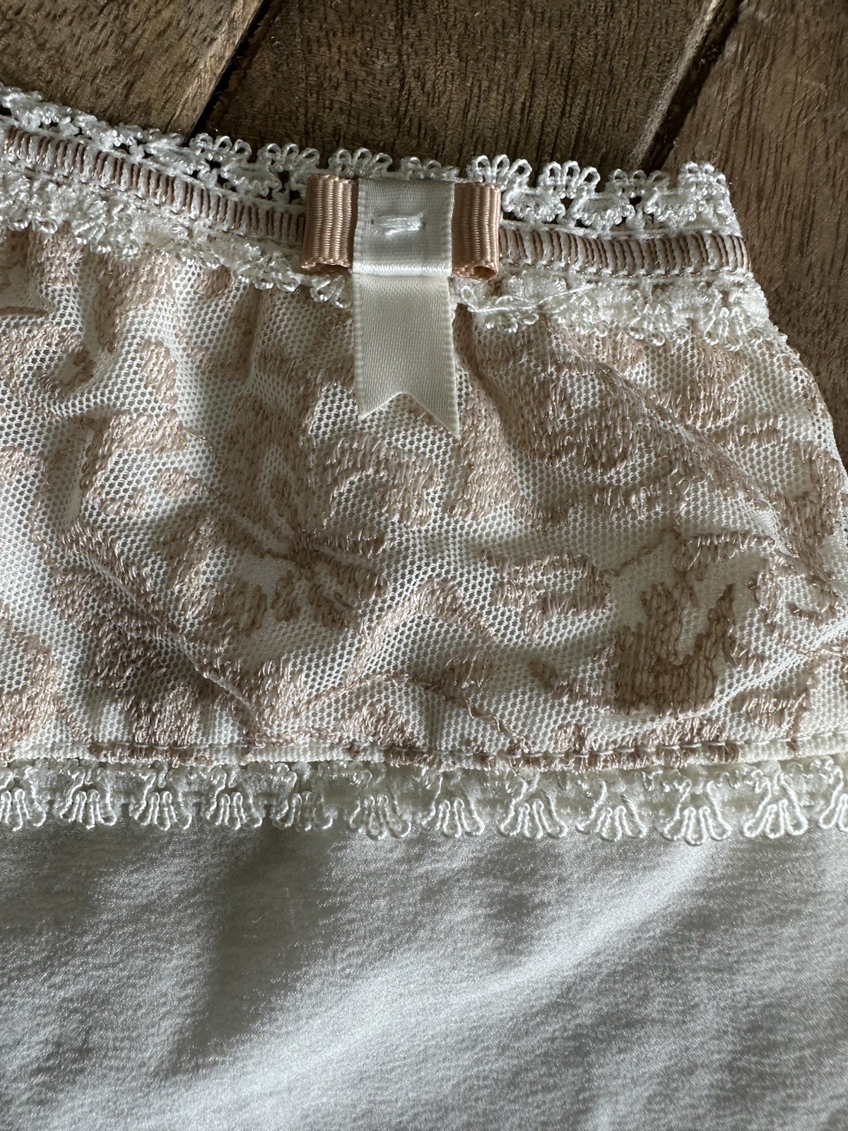 Vtg Fauve M Sheer Ivory Bikini Hipster Panties W Lace Trim