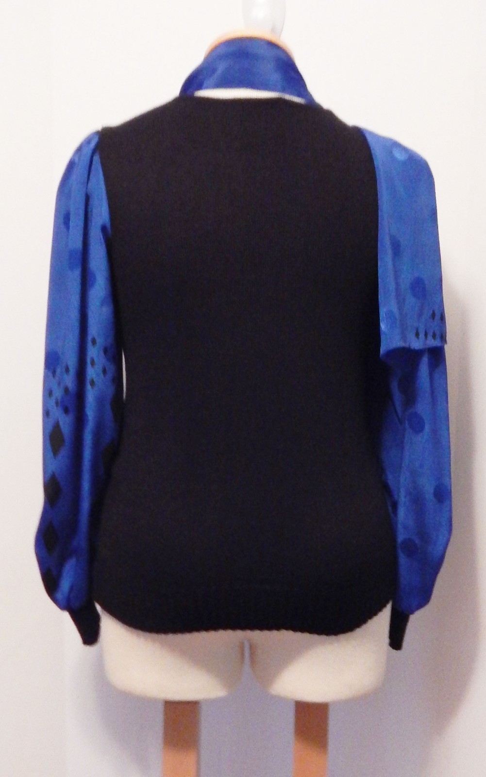 Vtg Anthony Sicari 80s Knit Harlequin Puffed Sleeve Sweater & Scarf Size L
