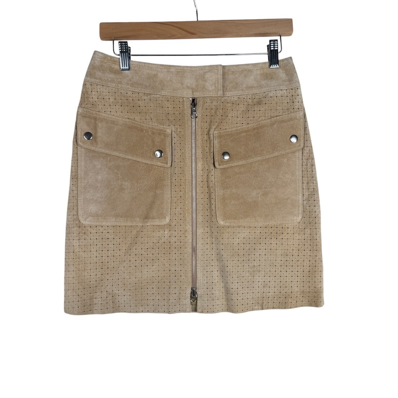 Margaret Godfrey Vintage Leather Skirt size 6 Tan