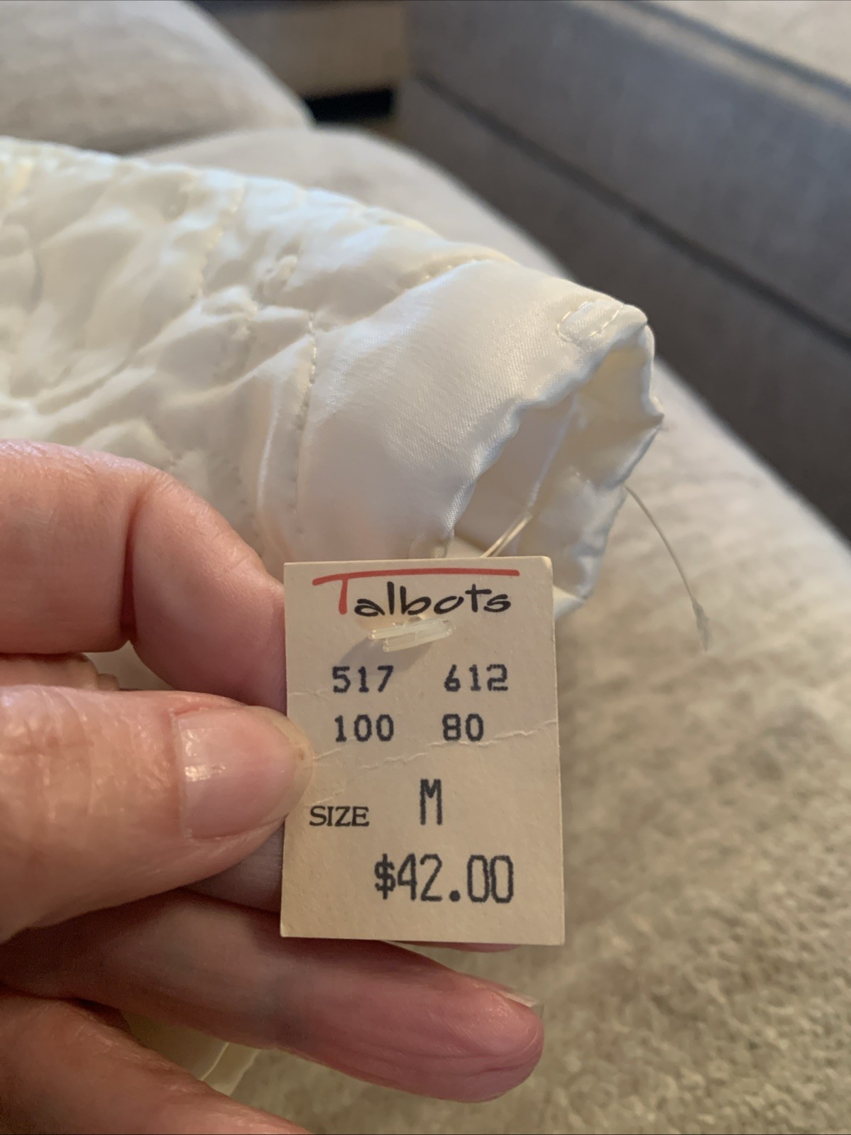 Vintage Talbots NOSWT Bed Jacket Quilted Cream W/Light Pink Button Up USA Size M