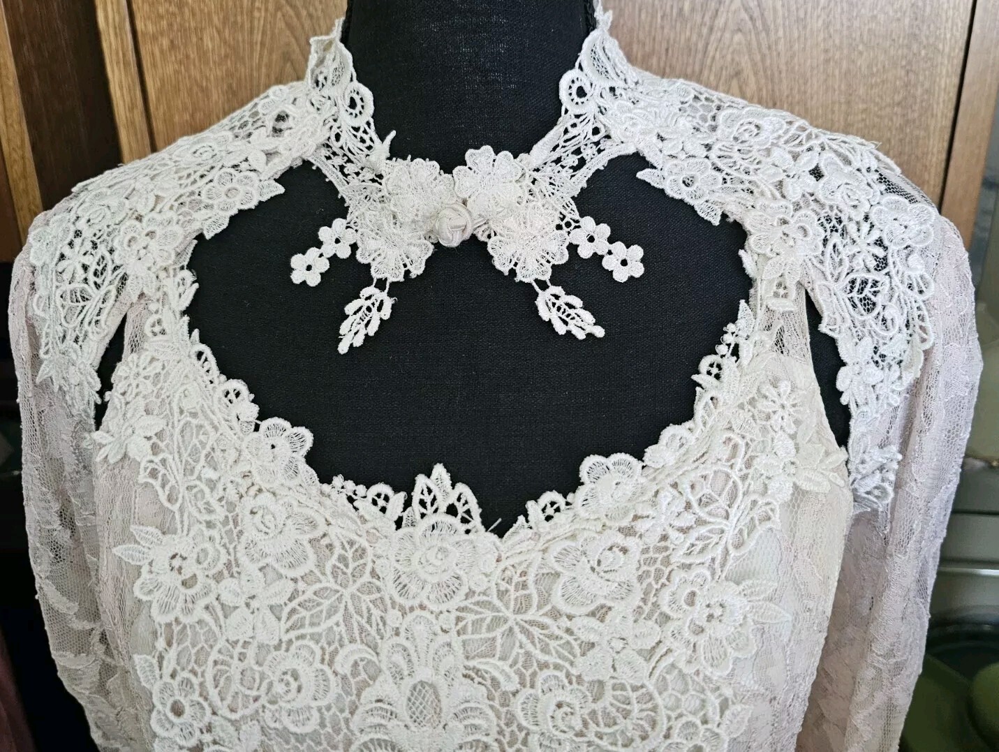 Margot Lea Peach Lace Dress And Bolero Jacket Satin Lining Size Medium Vintage