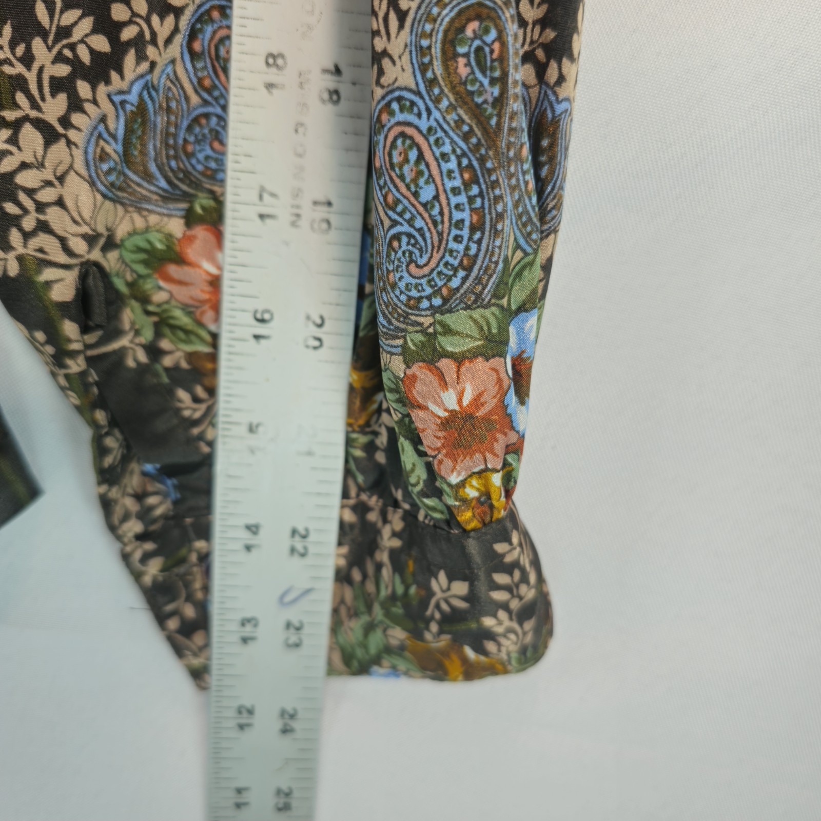 VTG 70’s Lady Manhattan Brown Paisley & Floral Blouse Sz 12 Replique Collection