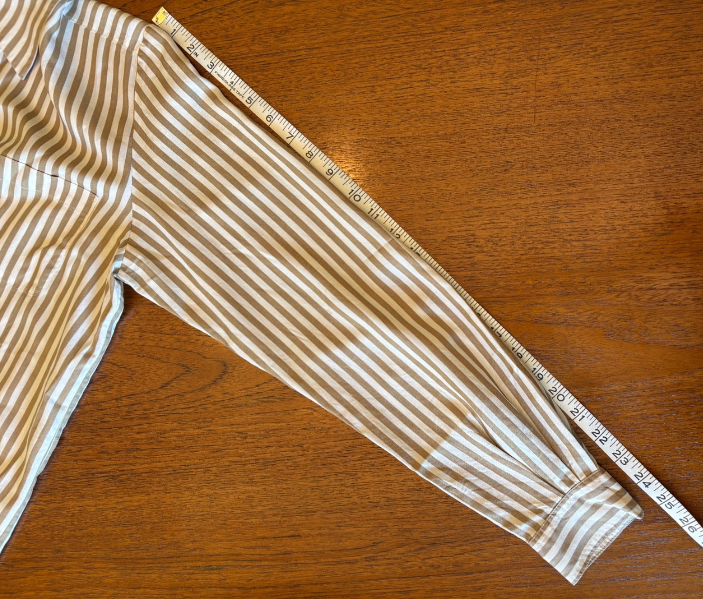 Vintage 1990s Silk Nude Striped Button Down Blouse M Sleek Minimalist Polished