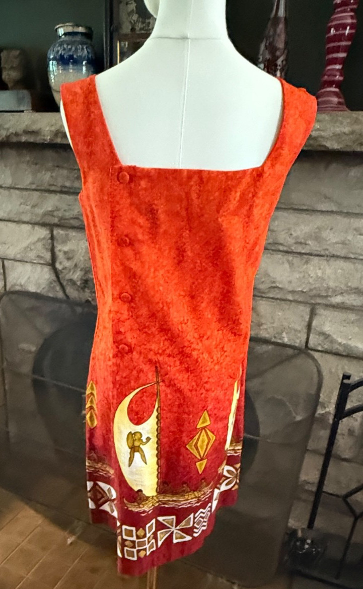 Vintage MCM 1960’s Polynesian Bazaar Hawaiian Dress Waikiki Hawaii Med