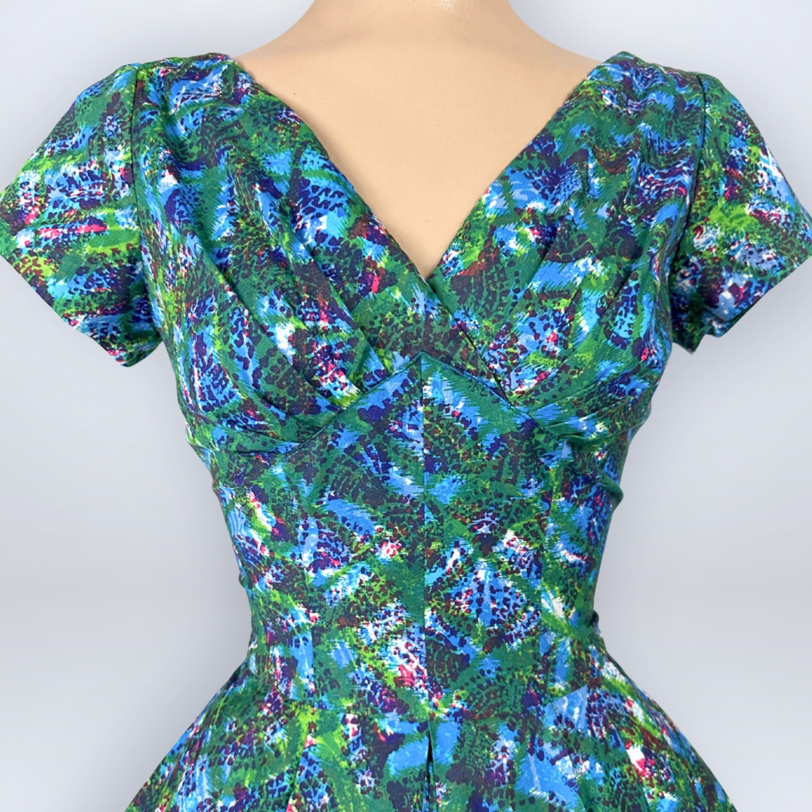 Vintage 1950s Kane Weill Cottontime Pebble Stone Print Full Sweep Dress New Look