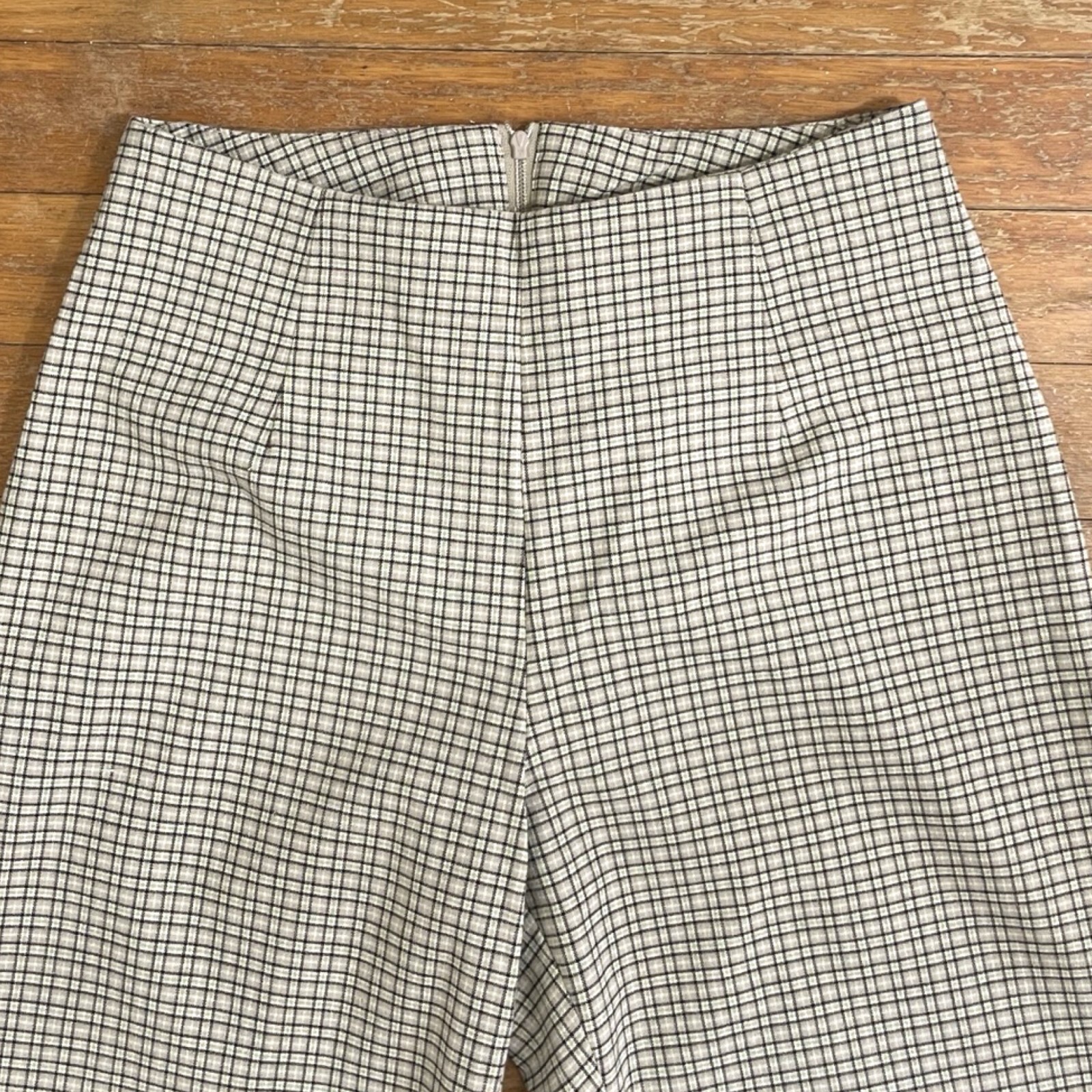 Vintage Plaid Bootcut Pants Size XXS 24″ Waist 1990s Woven Trousers Lightweight