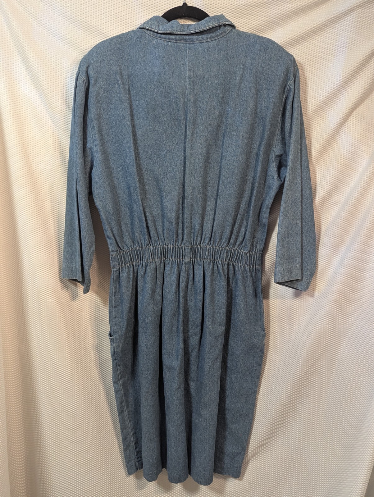 Vintage Ideas Bling Embellished Denim Dress Button Up Pockets 80s 90s Size XL