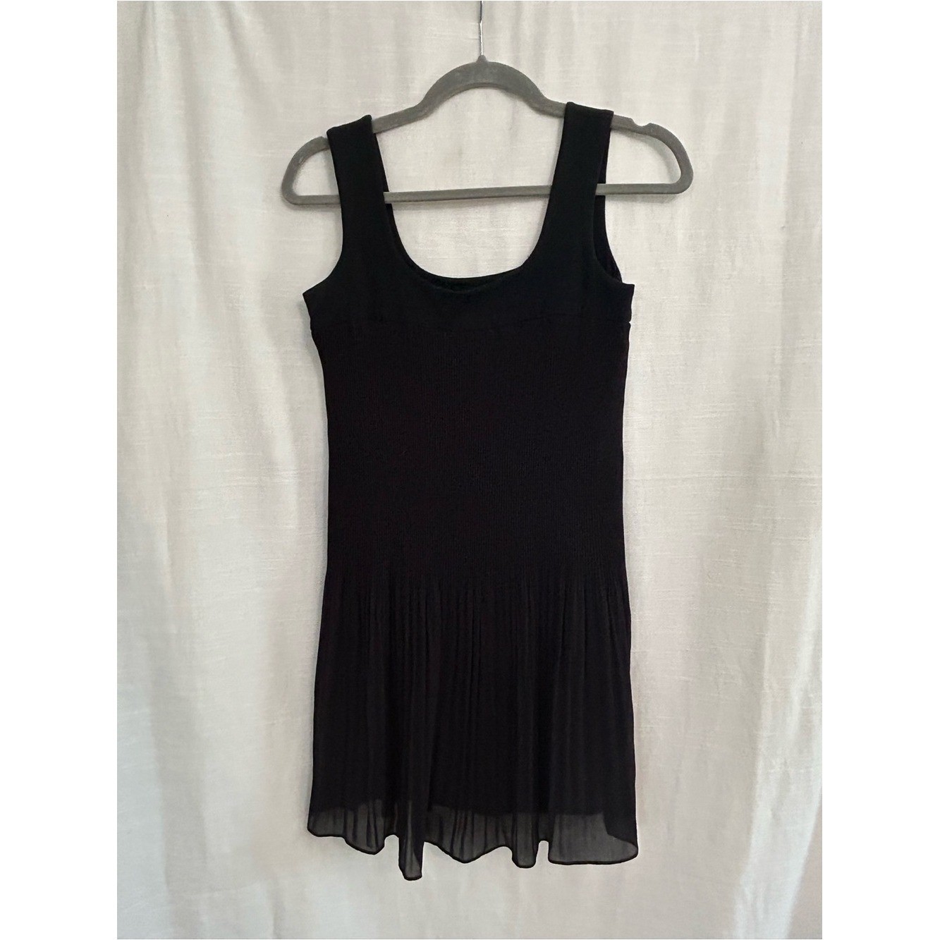 Vintage 1990’s Y2K Vivienne Tam Black Sleeveless Pleated Lined Mini Dress