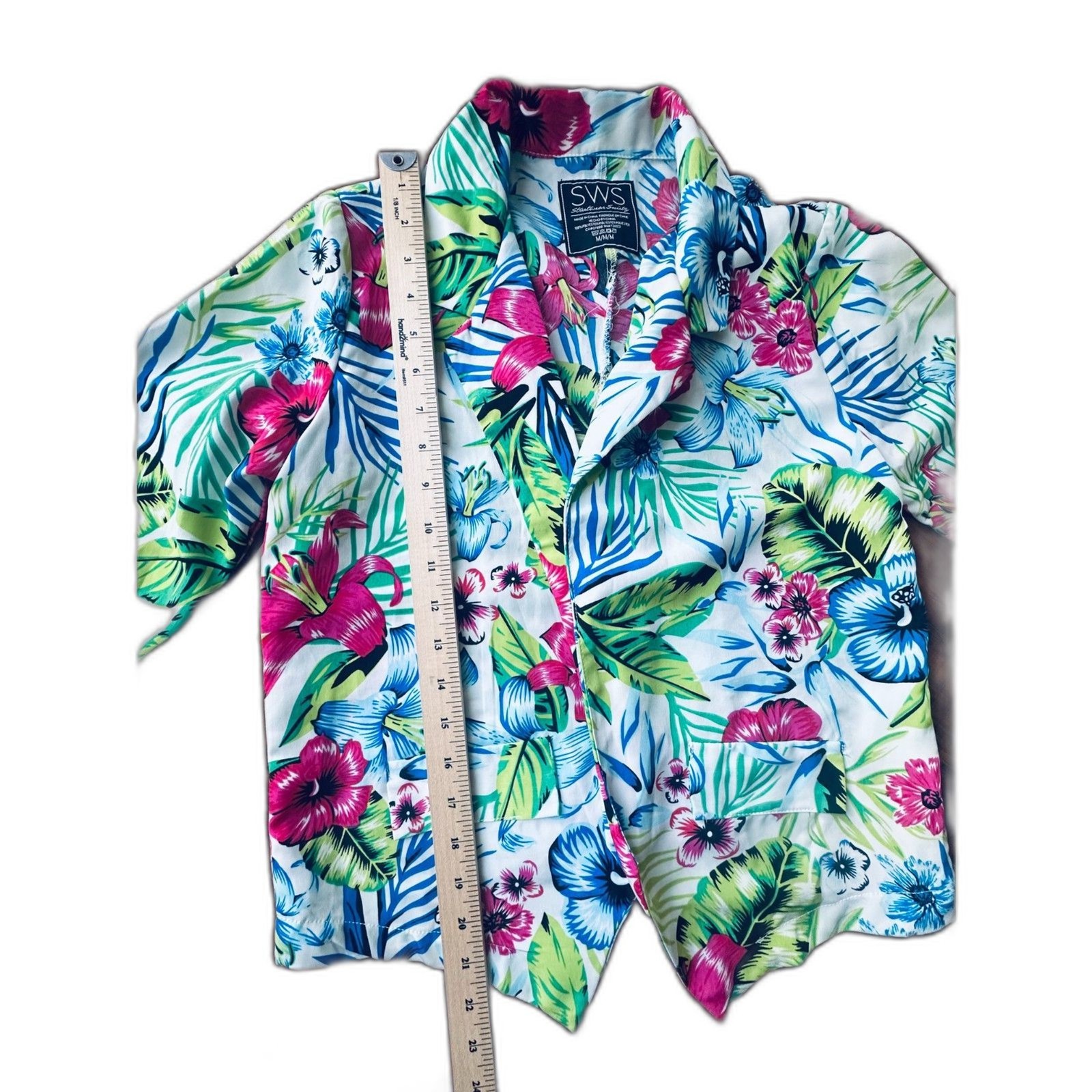 SWS Tropical Floral Casual Tailored Vacation Hawaiian Print Lightweight Blazer M
