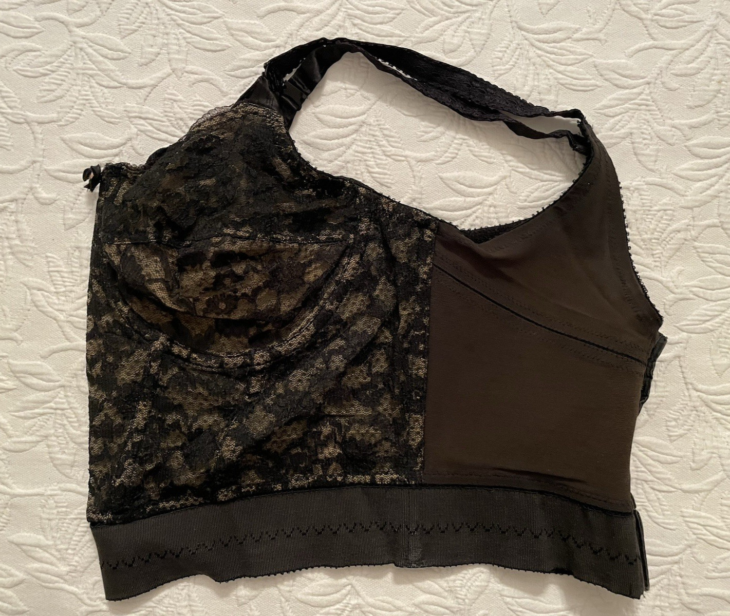 Vintage Rondeau original Lilyette bra 38 / 39 C Long line black lace Corset #679
