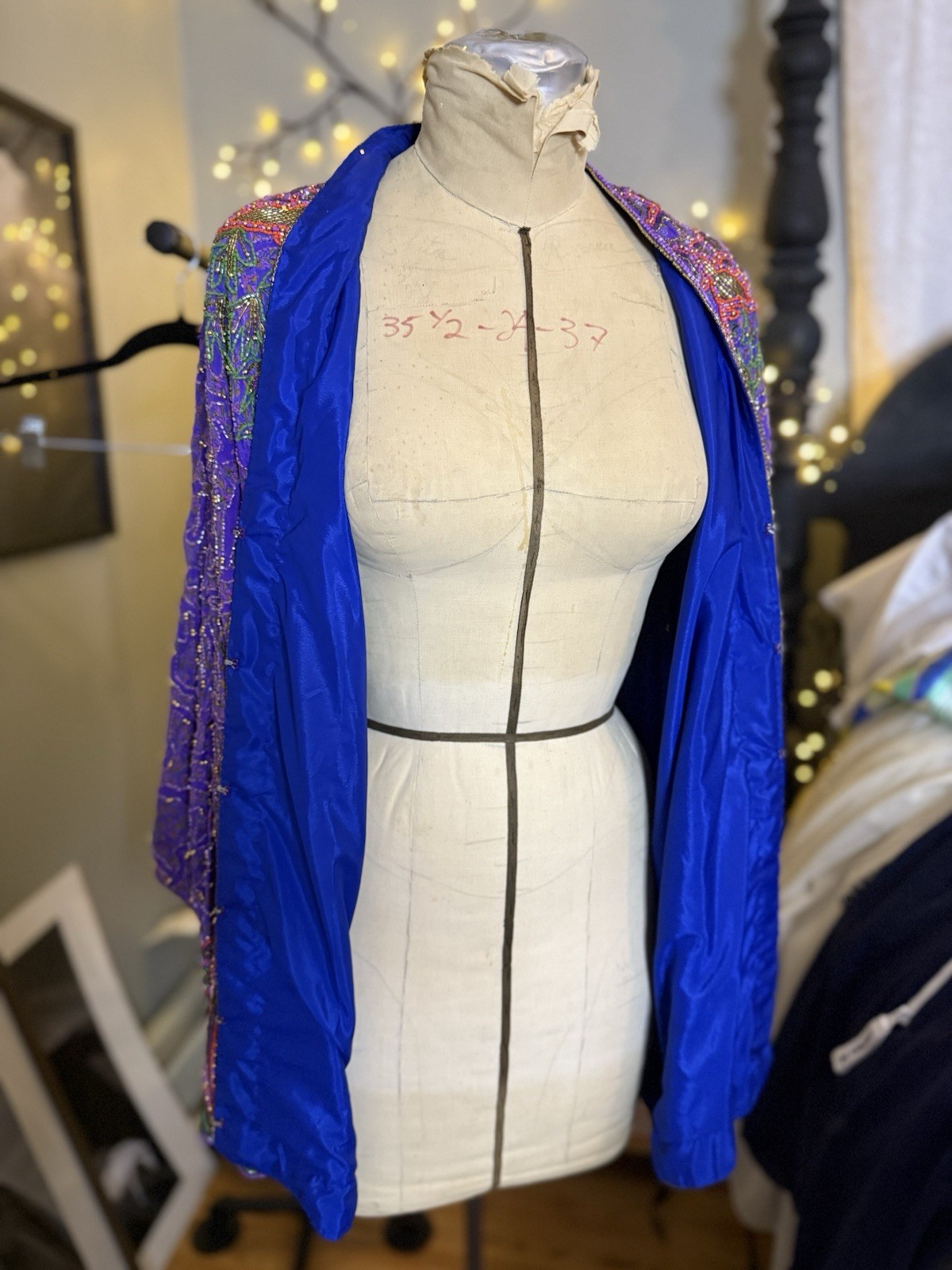 Jasdee Vintage Jacket Hand Work Beaded & Hand Print On Silk