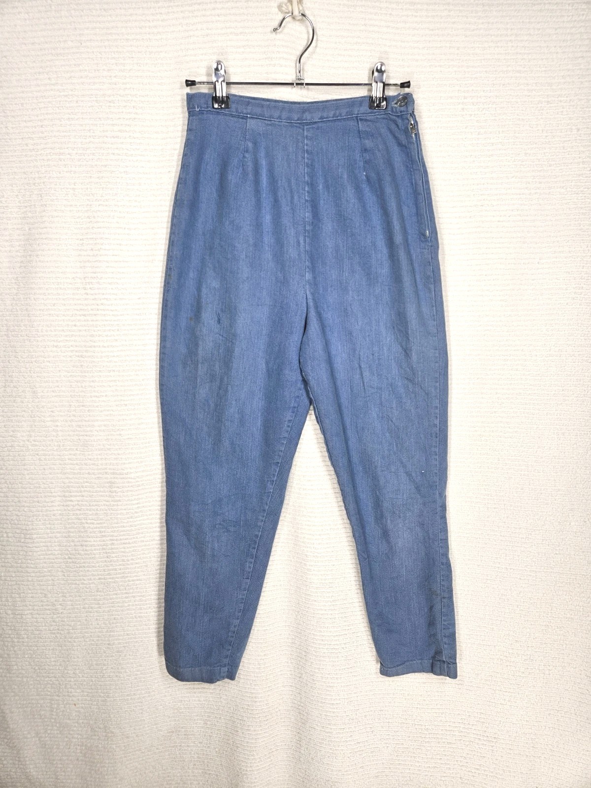 Vintage 1960s Side Zip Jeans Denim Pedal Pusher 25w Metal Zip No Pockets Worn