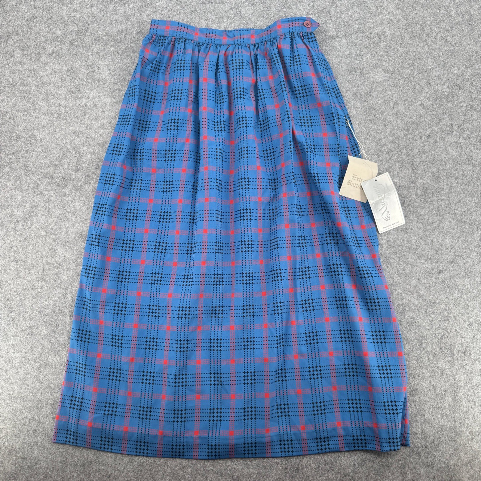 Vintage Suzanne by Thomson Blue Plaid Pleated Midi Skirt Size 8 NWT Retro