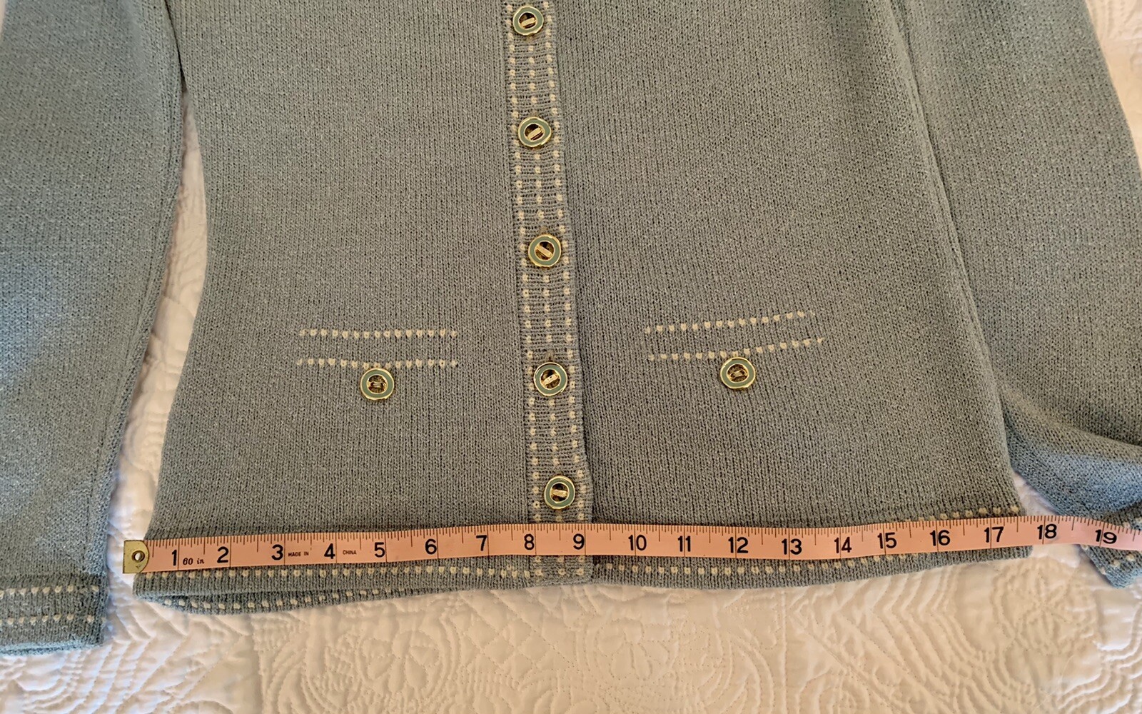 Vintage Blue Cardigan Lillie Rubin Medium Knit Sweater Blazer Jacket Classic