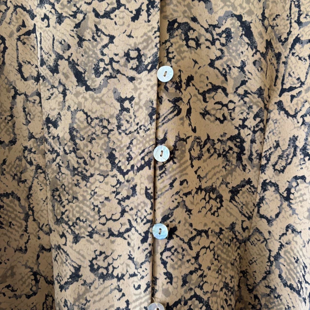 90s Vintage Snakeskin Romantic Ruffle Collar Blouse Impressions MEDIUM