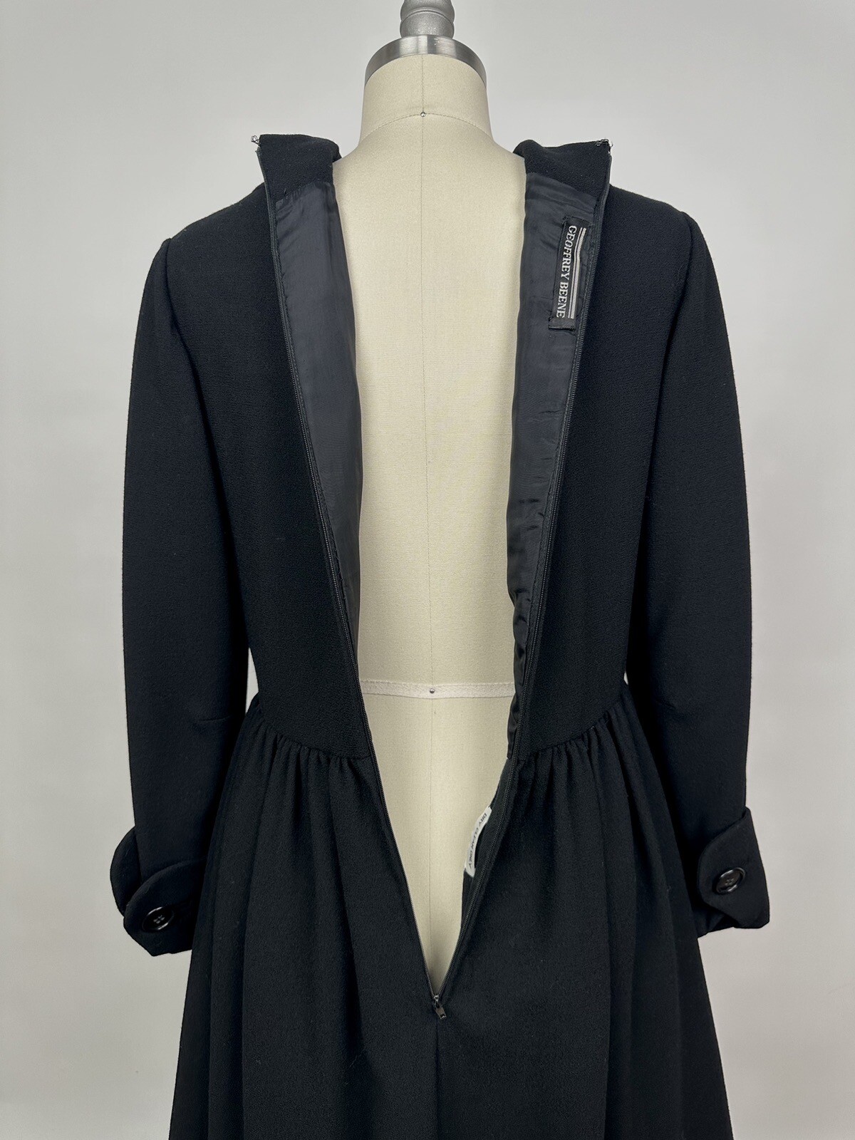 Vintage 1960s Geoffrey Beene Black Wool Long Sleeve Dress Mod – GoGo Style As Is