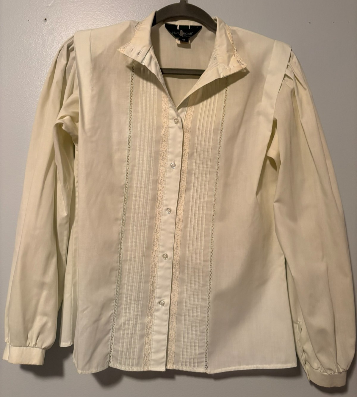 Vtg Hunt Club/JC Penny Lace Accented Cream Blouse Western Boho Style Women’s 9