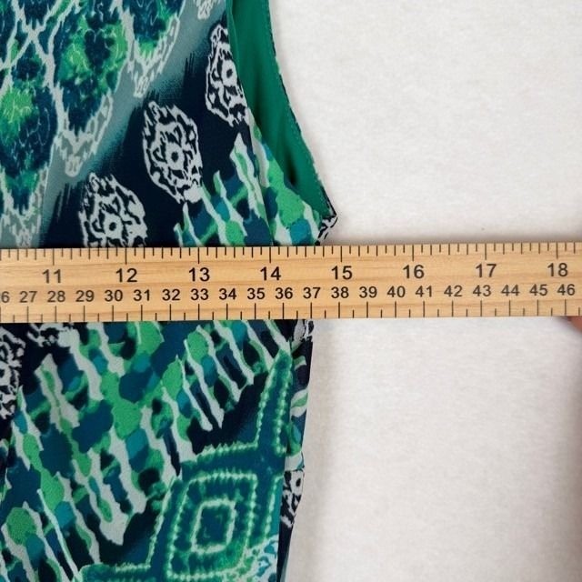 Rabbit rabbit Rabbit Designs Faux Wrap Dress Womens 12 Green Ikat Print Boho