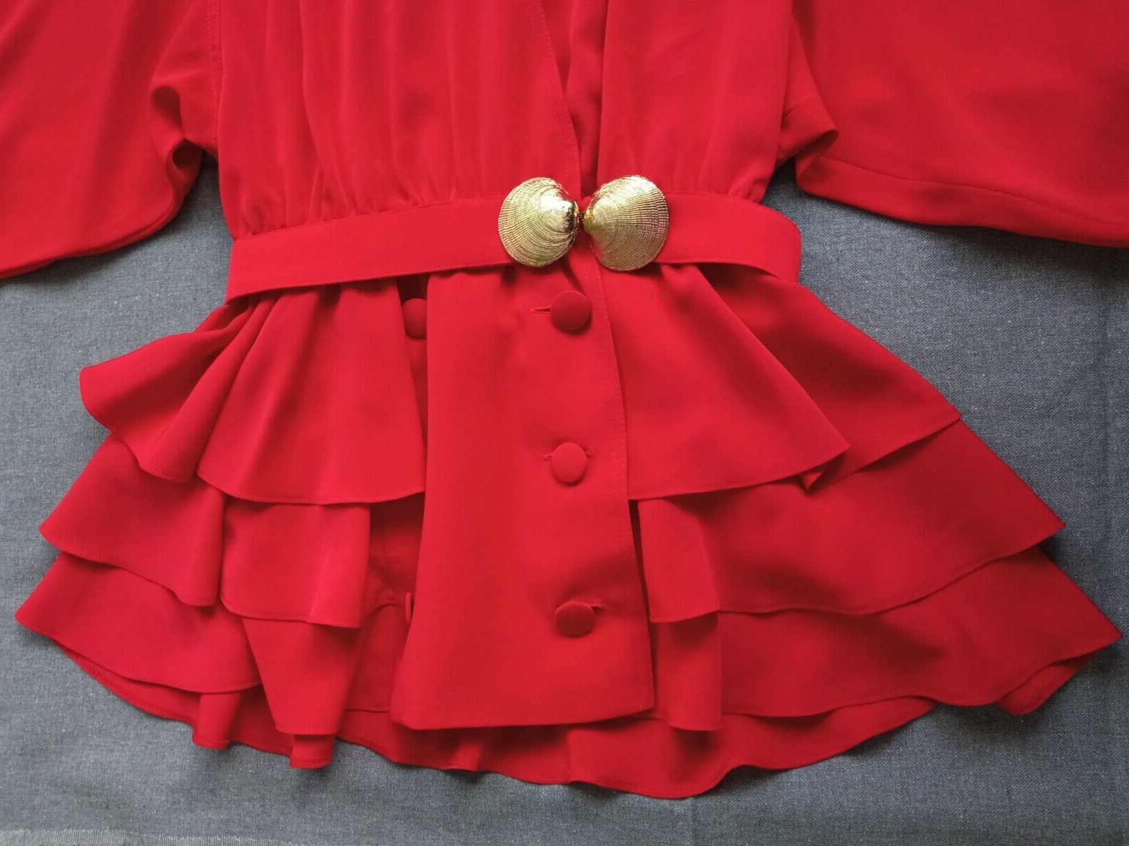 Vintage Blouse Women Red Jacket Style Blouse Made in West Germany 4042