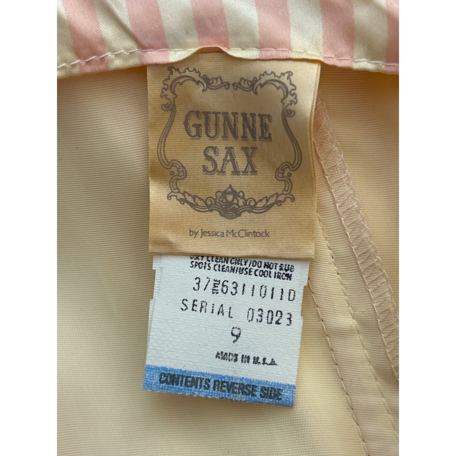 Vintage Gunne Sax Peach Stripe Bow Maxi Dress Prairie Romantic Cottagecore Rare