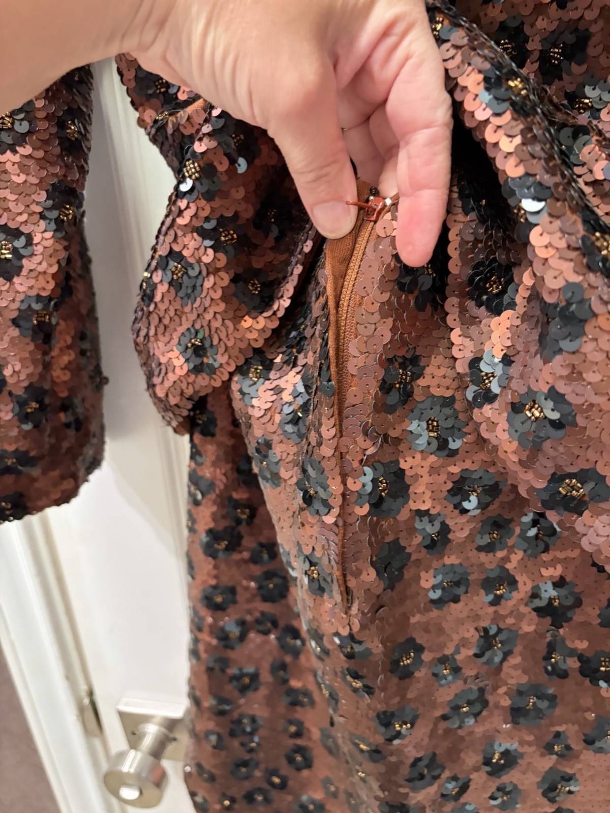 Vintage 1990s Carmen Marc Valvo Sequin Skirt & Jacket Size Small Leopard