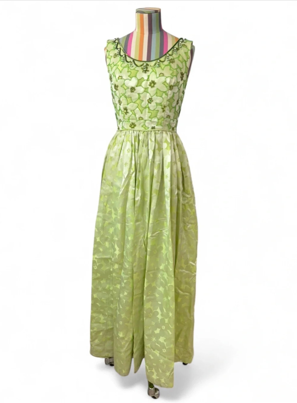 True Vintage Beaded Maxi Dress Formal Gown Pleated Skirt Fairy Renaissance
