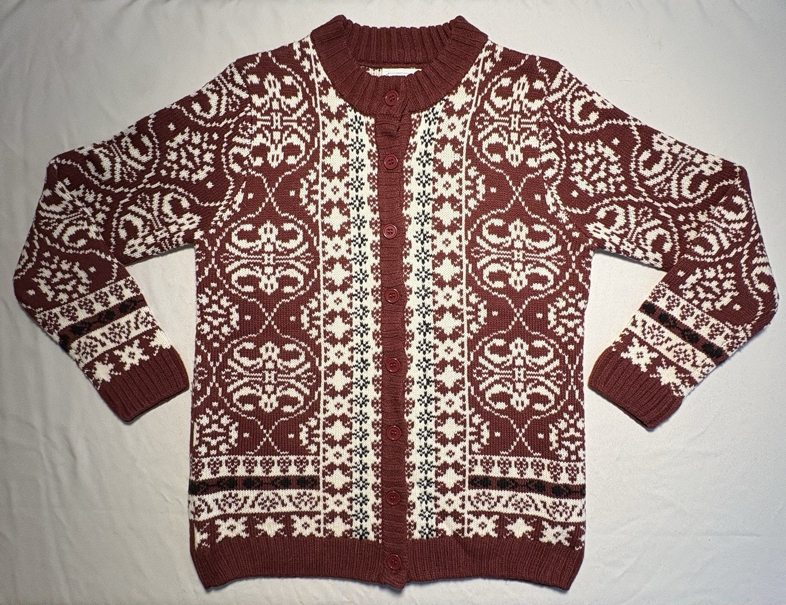 Vintage 80’s Nordic Alpine Button Up Cardigan Sweater, Medium