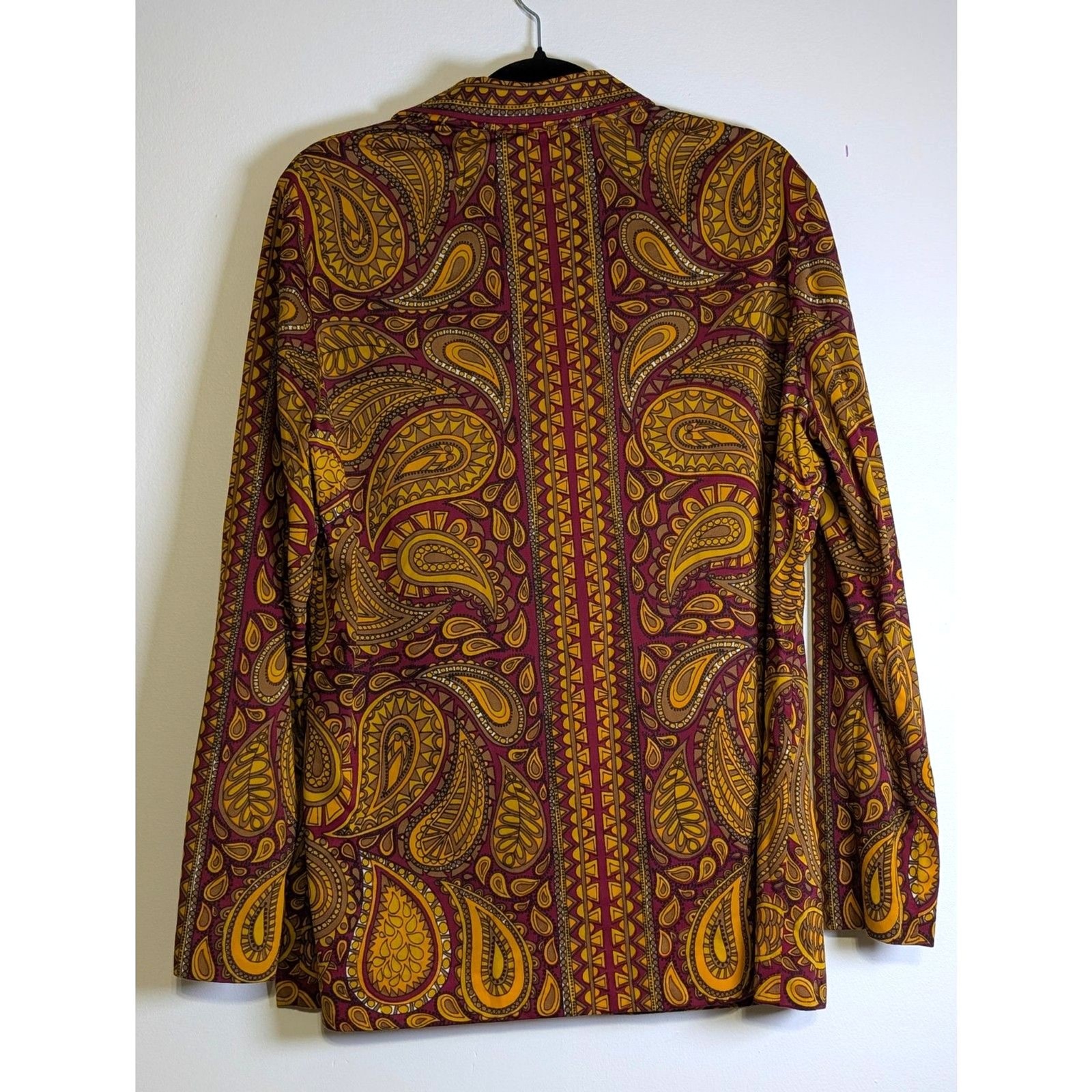Vintage 70s Vera Neumann Paisley Blouse Butterfly Collar Boho Retro Mod Top 18