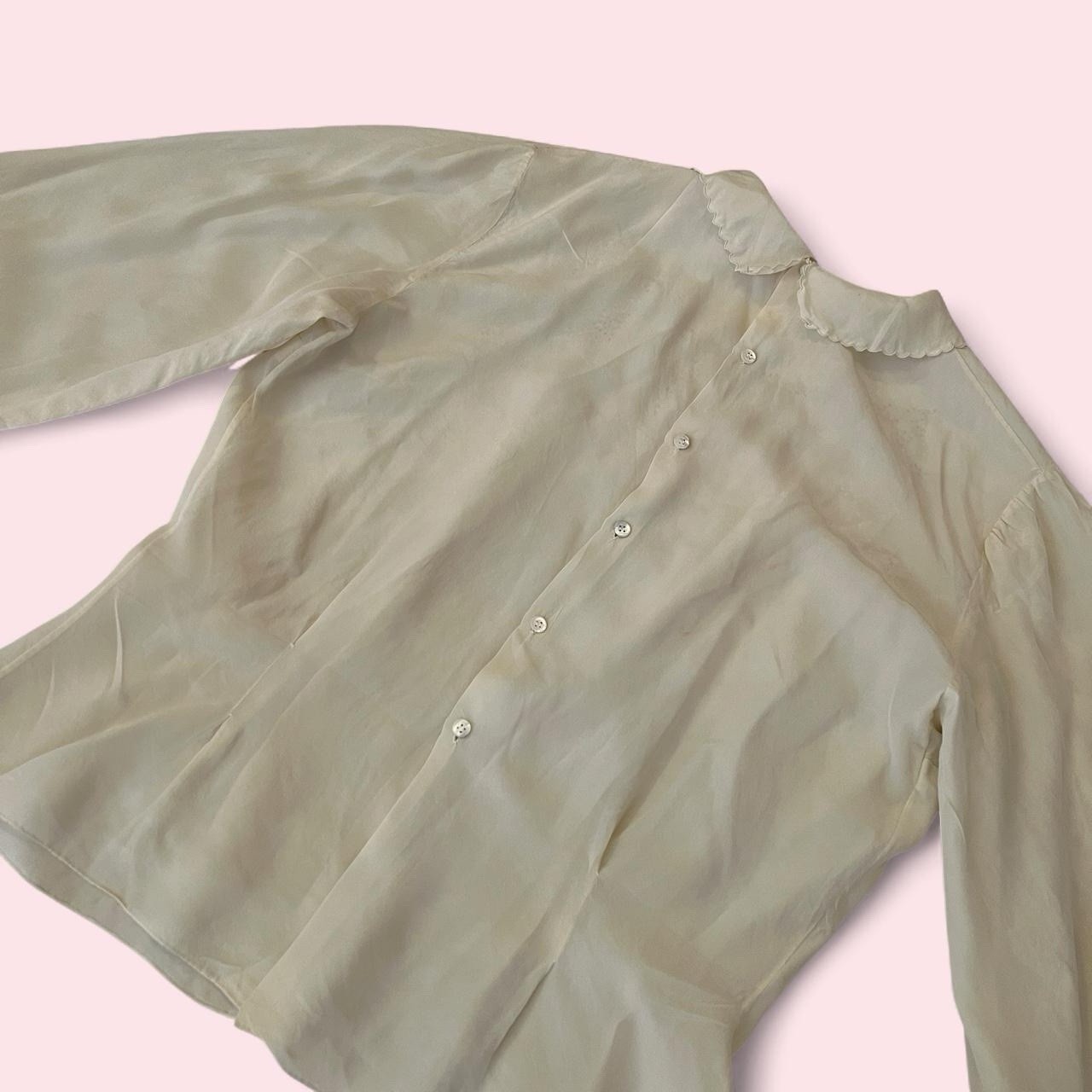 Antique Edwardian Silk Blouse Broderie Anglaise Long Sleeve Peter Pan Collar