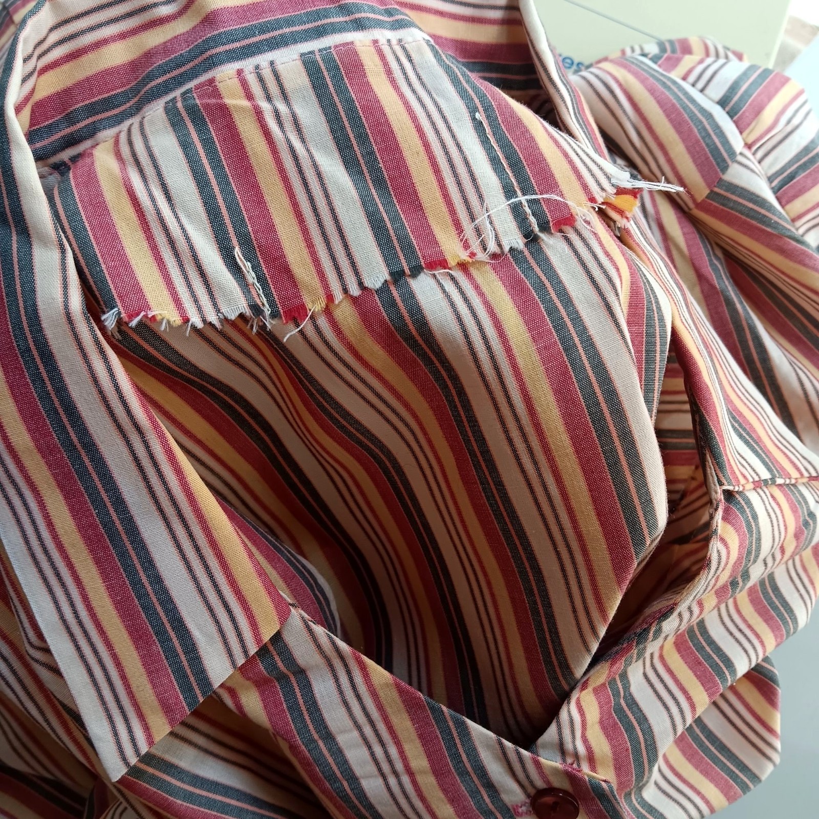 True Vintage House Dress Large Handmade 1970’s 18 Striped Chore Pockets USA