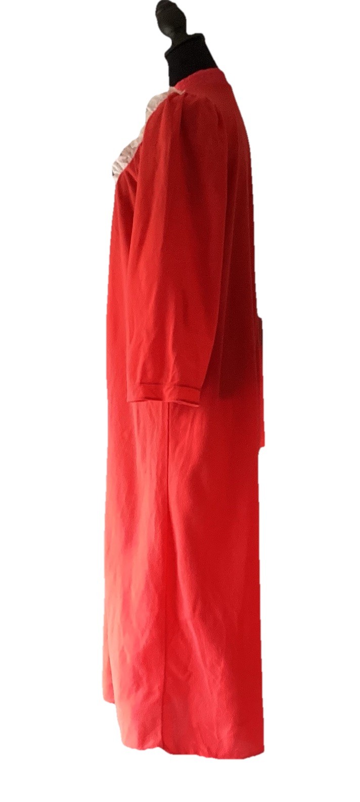 Time Star VTG 90s Women Med Long Sleeve Lace Quilted Red Maxi Night Gown Granny
